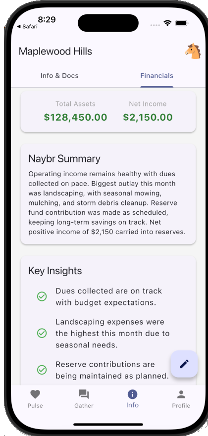 Financial transparency screen